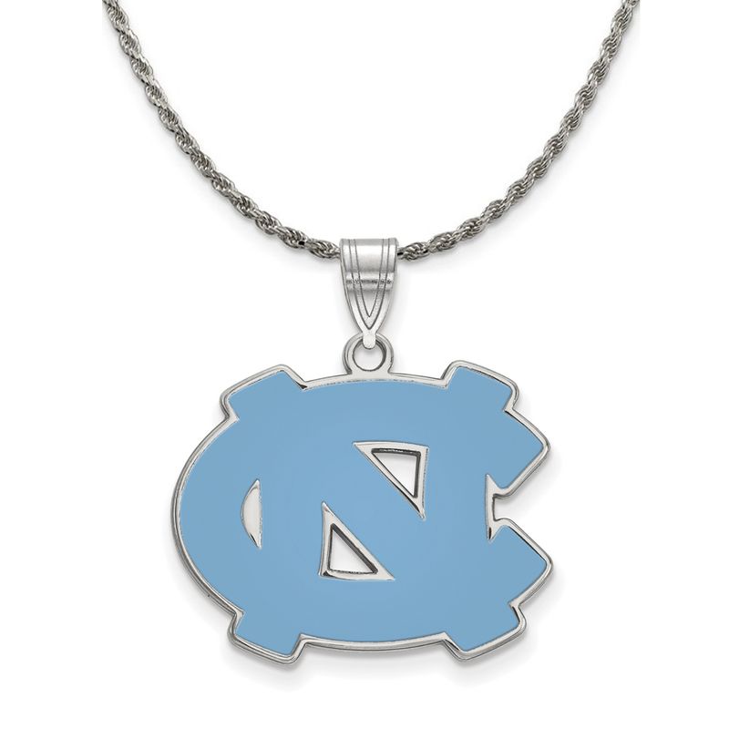 Sterling Silver North Carolina Nc Large Enamel Necklace - 18 Inch